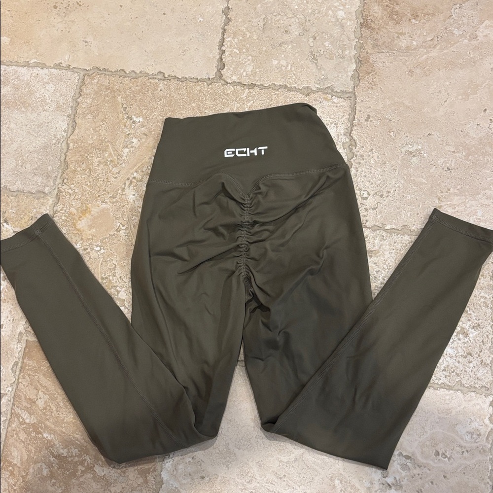 ECHT Army Green Ruched Leggings